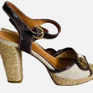 COACH Espadrilles strappy high heels shoes sandals size 8.5